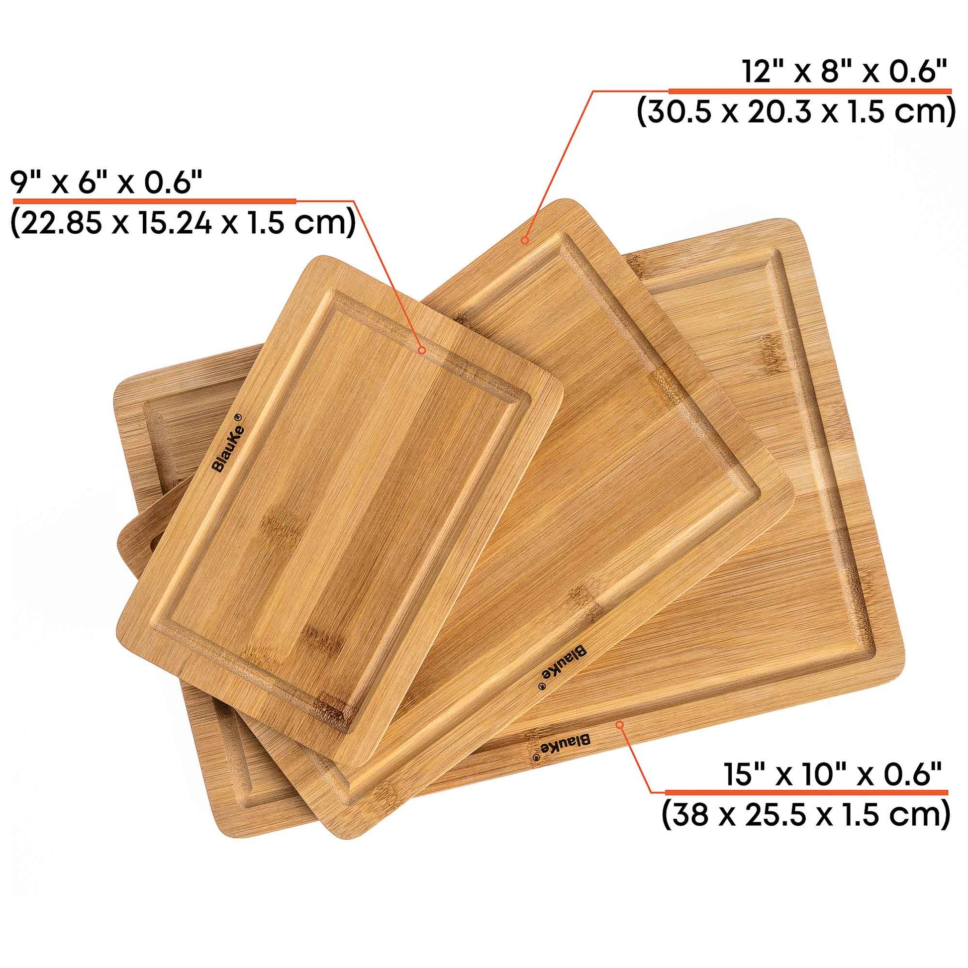 Wooden Cutting Boards for Kitchen with Juice Groove and Handles - Bamboo Chopping Boards Set of 3 - Wood Serving Trays-2